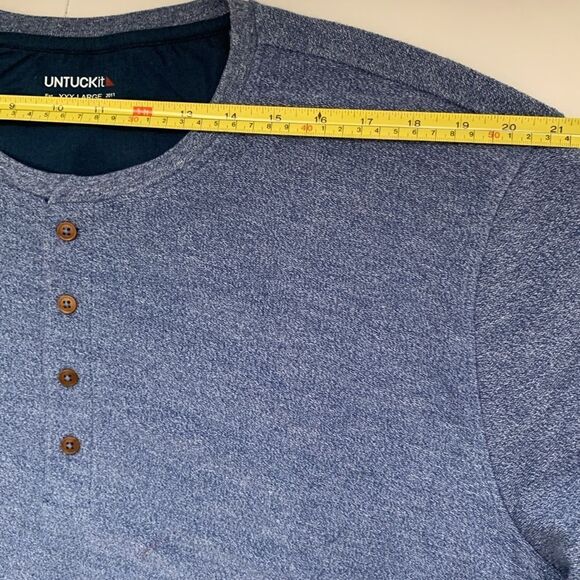UNTUCKIt Trey French Terry Men's Blue Henley Shirt Long Sleeve Soft Size XXXL - Picture 3 of 10